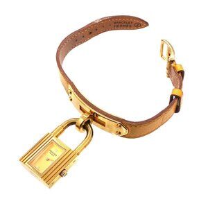 HERMES Kelly Watches Quartz Gold Dial Vintage Cadena Ladies Watch 90260048